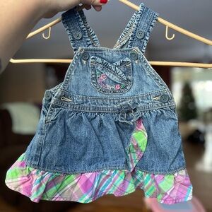 VTG OshKosh B'gosh Denim Dress with Plaid Trim